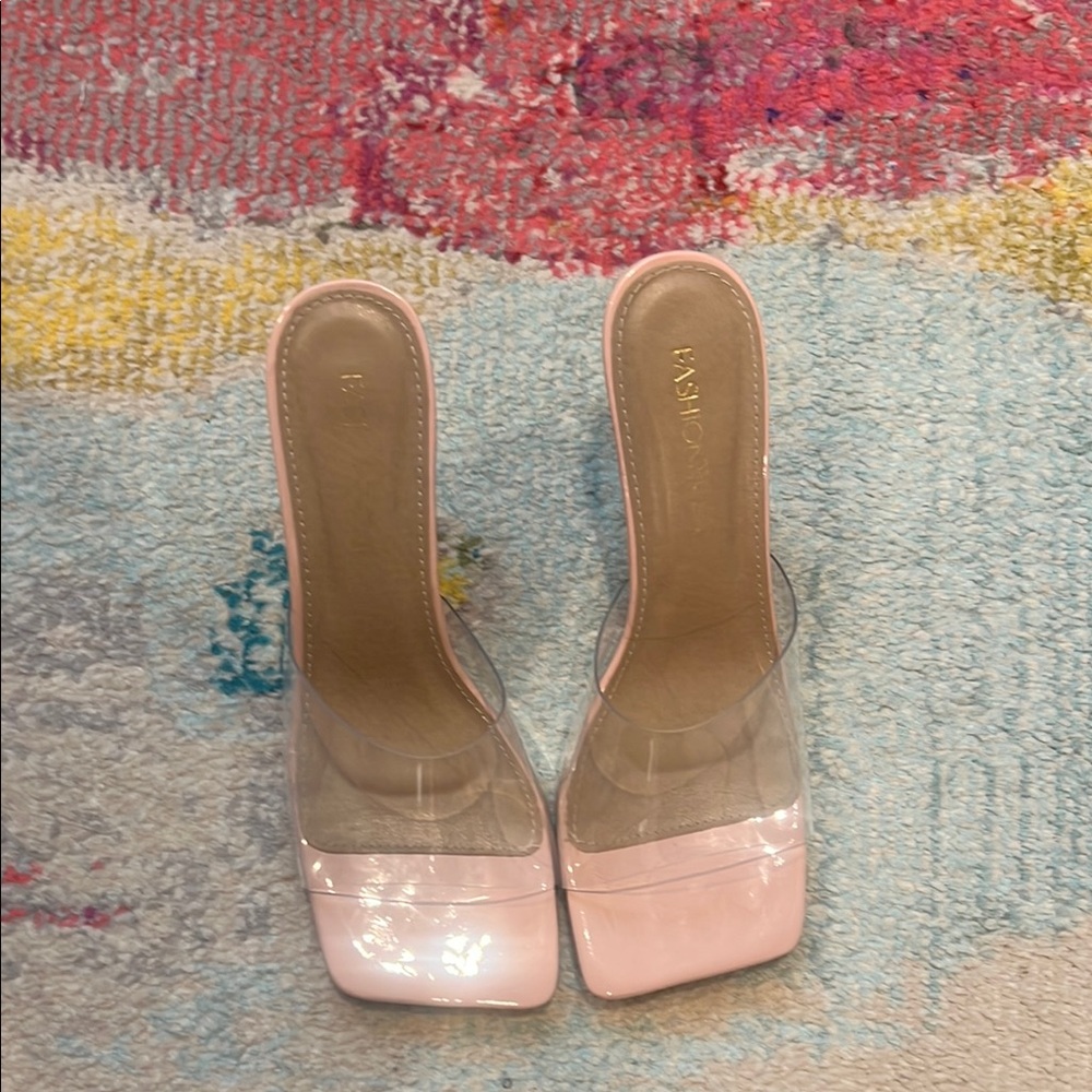 Clear heels with nude bottom